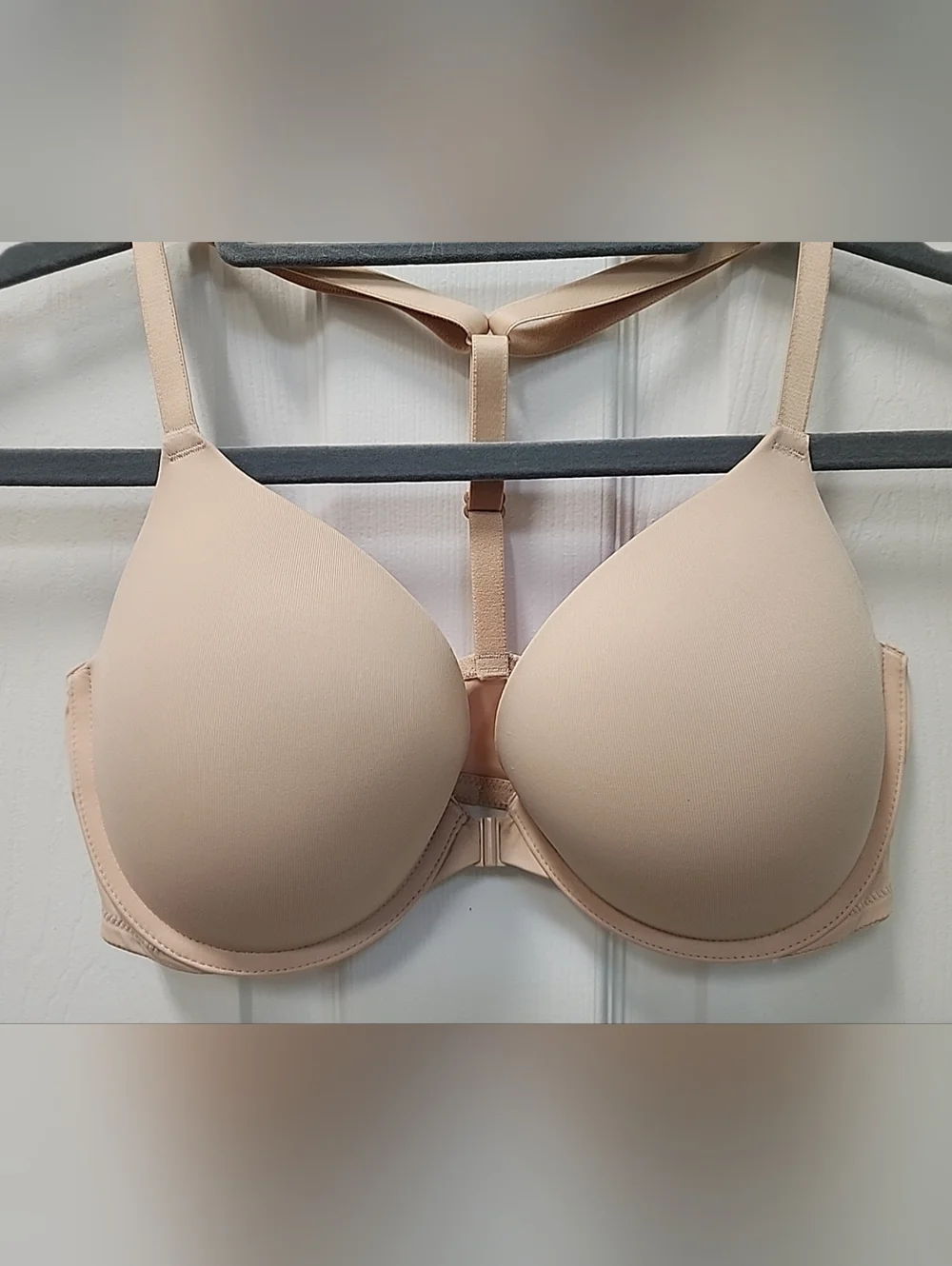 PINK by Victoria Secret Eveywhere Push-up Front Closure T-Strap Bra Nude 34D